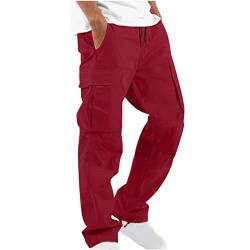 Elsa Keith Cargohose Herren Baggy Regular Freizeithose Bequeme mit Kordelzug Wanderhose Einfarbig Warm Halten Jogginghose Lose Causal Arbeitshose Passform Basic Herbsthose Stretch Sporthose von Elsa Keith