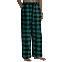 Elsa Keith Schlafanzughose Herren Lang Gerade Pyjamahose Kariert Passform Haushose Bequeme Kordelzug Freizeithose Casual Regular Loungewear Baggy Leichte Sleephose Basic Freizeit Yogahose von Elsa Keith