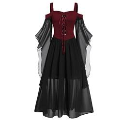 Halloween Kostüm Damen Gothic Vintage Kleid Elegante Sexy Partykleid Luftige Club Freizeitkleid Einfarbig Stretch Wickelkleid Lässiges Abendkleid Bodycon Bodysuit Passform Oberteile von Elsa Keith