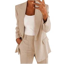 Hosenanzüge für Damen Elegant Business Freizeitanzug 2 Teilig Outfit Cardigan Einfarbig Set Vintage Fashion Blazer Langarm Casual Loungewear Sportlich Locker Jogginganzug Lässige Anzüge von Elsa Keith