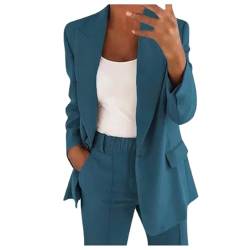 Hosenanzüge für Damen Elegant Business Freizeitanzug 2 Teilig Outfit Cardigan Einfarbig Set Vintage Fashion Blazer Langarm Casual Loungewear Sportlich Locker Jogginganzug Lässige Anzüge von Elsa Keith