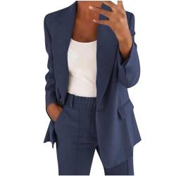 Hosenanzüge für Damen Elegant Business Freizeitanzug 2 Teilig Outfit Cardigan Einfarbig Set Vintage Fashion Blazer Langarm Casual Loungewear Sportlich Locker Jogginganzug Lässige Anzüge von Elsa Keith