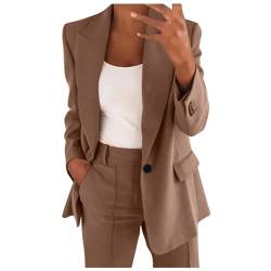 Hosenanzüge für Damen Elegant Business Freizeitanzug 2 Teilig Outfit Cardigan Einfarbig Set Vintage Fashion Blazer Langarm Casual Loungewear Sportlich Locker Jogginganzug Lässige Anzüge von Elsa Keith