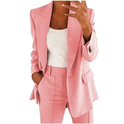 Hosenanzüge für Damen Elegant Business Freizeitanzug 2 Teilig Outfit Cardigan Einfarbig Set Vintage Fashion Blazer Langarm Casual Loungewear Sportlich Locker Jogginganzug Lässige Anzüge von Elsa Keith