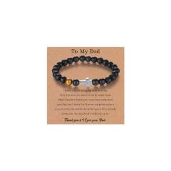 Emibele Armband mit Kreuz für Herren, Tigerauge Naturstein Perlen Armband Armbänder für Herren, Perlenarmband Herren Mattes Achatarmband Schmuck für Männer Christliche Geschenke für Papa Sohn Opa von Emibele