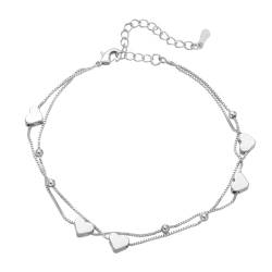 Emibele Herz-Kettenarmband für Frauen und Mädchen, Schlangenarmband Damen Herz-Armband, Damen Kettenarmband für Partys Geburtstag Valentinstag Muttertag, Silber von Emibele