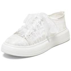 Emily Bridal 115-12C Frauen Hochzeit Sneakers Flats Tennisschuhe Blume Spitze Sneakers,Elfenbein,41 EU von Emily Bridal