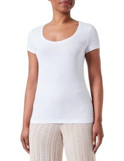 EMPORIO ARMANI Damen-Loungewear-T-Shirt aus Stretch-Baumwolle mit Nieten, WEISS, XS von Emporio Armani