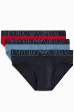 EMPORIO ARMANI Herren 3-Pack Brief Boxershorts, AVIO/Rosso/Marine, L (3er Pack) von Emporio Armani