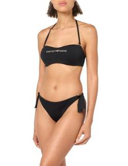 Emporio Armani Damen Band & Bow Brazilian Studs Bikini Set, Black, L von Emporio Armani