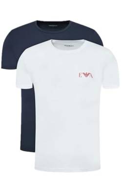 Emporio Armani Herren Bold Monogram Crew Neck 2er Pack T-Shirt, Weiß/Marine, M von Emporio Armani