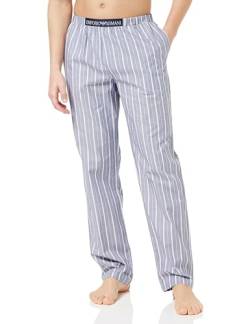 Emporio Armani Herren Emporio Armani Men's Trousers Yarn Dyed Woven Pajama Sweatpants, Blue Irregular Stripe, XL EU von Emporio Armani