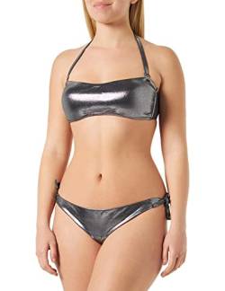 Emporio Armani Women's Dot Foil Lycra Band and Bow Brazilian Bikini Set, Black, L von Emporio Armani