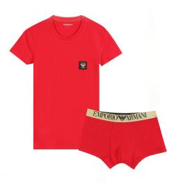 Emporio Armani für Herren. 111604_4F595 Rotes T-Shirt und Boxer-Set (M), Heimtextilien, Baumwolle von Emporio Armani