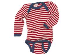 Engel Natur Baby Body mit Schlupfausschnitt Langarm Bio-Merinowolle rot-geringelt Gr.50/56 von Engel natur