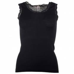 Engel - Women's Achselshirt mit Spitze - Merinounterwäsche Gr 46/48 schwarz von Engel