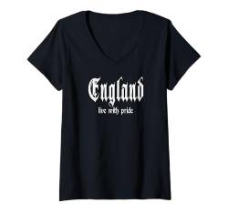 Damen "Live with pride" England, England T-Shirt mit V-Ausschnitt von England Fans