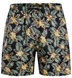 Enlision Badehosen Herren Badeshorts Hawaii Badehose Blumen Schwimmhose Boardshort Sommer Surf Bade Shorts Schwarz für Strand Wassersport Urlaub L von Enlision