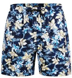 Enlision Badeshorts für Herren Badehose Blumen Hawaii Kurze Hose Boardshorts Sommer Strand Urlaub Surf Schnelltrocknende Badehosen Marineblau L von Enlision