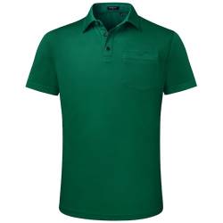 Enlision Poloshirt Herren Kurzarm Grün Polohemd mit Brusttasche Einfarbig Golf Activewear Poloshirts Casual Sommer Polo T-shirt Männer Regular Fit XXL von Enlision