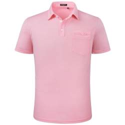 Enlision Poloshirt Herren Kurzarm Rosa Polohemd mit Brusttasche Einfarbig Golf Activewear Poloshirts Casual Sommer Polo T-shirt Männer Regular Fit XL von Enlision