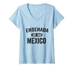 Damen Ensenada Souvenir Mexiko Retro Vintage Reise Männer Frauen T-Shirt mit V-Ausschnitt von Ensenada Mexico Souvenir Clothing Apparel