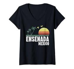 Damen Ensenada Souvenir Mexiko Retro Vintage Reise Männer Frauen T-Shirt mit V-Ausschnitt von Ensenada Mexico Souvenir Clothing Apparel