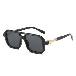 EnteLE Quadratische Sonnenbrille für Damen, modisch, mit Farbverlauf, UV400, Retro-Polygon-Sonnenbrille für Herren, Schwarz/Grau, Wie auf dem Bild von EnteLE