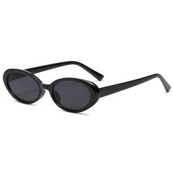 EnteLE Sonnenbrille für Herren, kleiner Rahmen, Vintage-Sonnenbrille, modisch, ovaler Spiegel, Schwarz, Retro, Schwarz/Grau, Sonstiges von EnteLE
