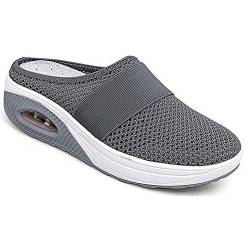 Eogrokerr Atmungsaktive lässige Luftkissen-Schlupfschuhe, Luftkissen, orthopädische Schlupfschuhe, Diabetiker-Walkingschuhe für Damen, dunkelgrau, 38 EU von Eogrokerr