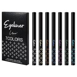 Eoixuqba Glitzer-Eyeliner-Stift,Glitzer-Flüssig-Eyeliner, Eyeliner-Stift, Glitzer-Perlen-Eyeliner-Set, 7-teiliges Perlen-Eyeliner-Set, glitzerndes, wasserfestes Augenfarben-Set, flüssiger Liner, von Eoixuqba