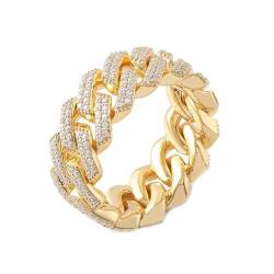 Epinki 9K Gold Ring, Kette Form Eheringe mit Moissanit Ovalschliff, Hochzeitsband Partnerringe Au 375 Herren Echt Goldschmuck, Individuelle Größen von Epinki