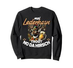 Mei Lederhosn Trogt Da Hirsch Oktoberfest Herren Trachten Sweatshirt von Ersatz Lederhose Spruch Herren Bier Trachtenshirt