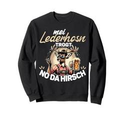 Mei Lederhosn Trogt Da Hirsch Oktoberfest Herren Trachten Sweatshirt von Ersatz Lederhose Spruch Herren Bier Trachtenshirt