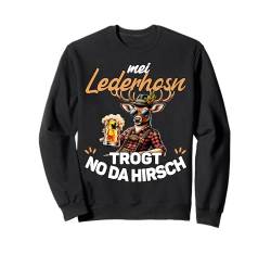 Mei Lederhosn Trogt Da Hirsch Oktoberfest Herren Trachten Sweatshirt von Ersatz Lederhose Spruch Herren Bier Trachtenshirt