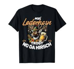 Mei Lederhosn Trogt Da Hirsch Oktoberfest Herren Trachten T-Shirt von Ersatz Lederhose Spruch Herren Bier Trachtenshirt