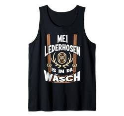 Herren Mei Lederhosn is in da Wäsch T-Shirt Lederhose Herren Tank Top von Ersatz Lederhosn Trachten-Shirt Grantler