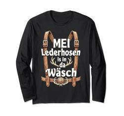 Mei Lederhosn is in da Wäsch T-Shirt Lederhose Herren Langarmshirt von Ersatz Lederhosn Trachten-Shirt Grantler