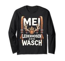 Mei Lederhosn is in da Wäsch T-Shirt Lederhose Herren Langarmshirt von Ersatz Lederhosn Trachten-Shirt Grantler