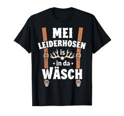 Mei Lederhosn is in da Wäsch T-Shirt Lederhose Herren T-Shirt von Ersatz Lederhosn Trachten-Shirt Grantler