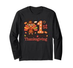 1st Baby's First Thanksgiving Türkei Blätter Langarmshirt von Erstes Erntedankfest Baby Türkei Feier