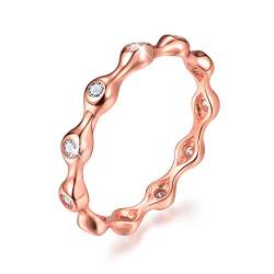 Esberry 18 Karat Vergoldung 925 Sterling Silber Zirkonia Stapelbare Ringe CZ Simulierte Diamant Ewigkeit Ring Verlobung Eheringe für Frauen und Mädchen (Rose Gold-1, 58 (18.5)) von Esberry