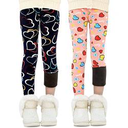 Esoes Fleece-gefütterte Leggings für Mädchen, Winter-Thermohose, Blumendruck, a, 4-5 Jahre von Esoes