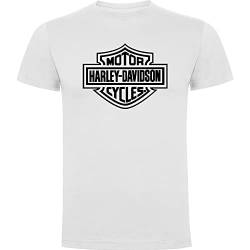 Weißes T-Shirt mit Harley Davidson Logo für Herren, 100 % Baumwolle, Größen S, M, L, XL, XXL, kurze Ärmel, Weiß, M von España