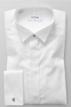 ETON Slim Fit Galahemd weiss, Einfarbig von Eton