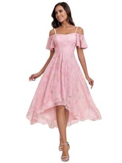 Abendkleider Damen Elegante Sommerkleider Midi A-Linie Kleid Sling Chiffon Hochzeit Gastkleider Brautjungfer Kleider Kurz Hellviolett Rosa 46 von Ever-Pretty