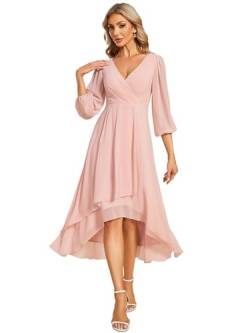 Ever-Pretty Partykleid Für Damen Hochzeitskleid Elegantes Kleid Langarmkleid Mit V Ausschnitt Für Den Cocktail Rosa 58 von Ever-Pretty