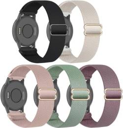 5 farbige 18 mm dehnbare Nylon-Uhrenarmbänder, kompatibel mit Garmin Venu 2S/Vivoactive 4S/Vivomove 3S, Schlaufen-elastische Stoffbänder für Garmin Forerunner 255S/255S Music Girl Women von EverAct