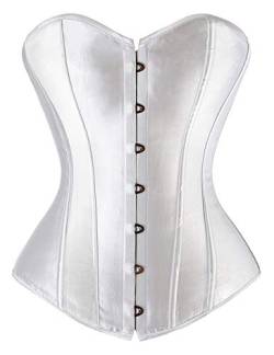 Everbellus Damen Sexy Vintage Taillentrainer Cincher Overbuste Korsett Bustier Weiß Large von Everbellus