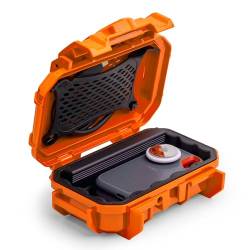 Evergreen ToughBox Tech Organizer - für Kamera, Kabel, Festplatten, kompatibel mit GoPro usw. (klein, Gummistiefel, Orange) von Evergreen